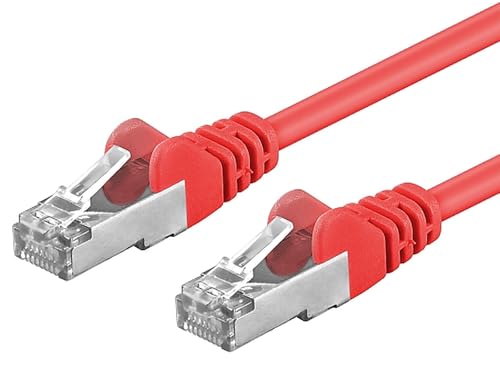 PremiumCord Netzwerkkabel, Ethernet, LAN & Patch Kabel CAT6a, 10Gbit/s, S/FTP PIMF Schirmung, AWG 26/7, 100 Prozent Cu, schnell flexibel und robust RJ45 kabel, rot, 5m