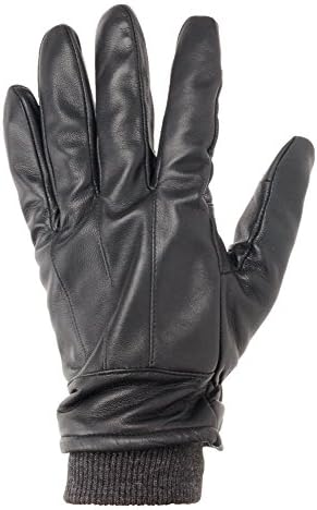 Heat Edge Touch Screen Texting Warm Leather Motorcycle Driving Gloves for Men (Large, Black)