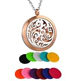 HooAMI Rose Gold Sky Clouds Aromatherapy Essential Oil Diffuser Necklace Pendant Locket Jewelry