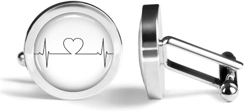 Heartbeat Cufflinks Heart Rate Cardiologist Cuff Links (Angled Edition)