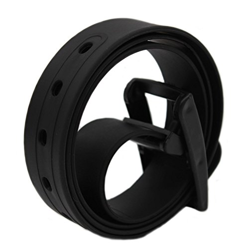 115x3.5cm Unisex Women Men Adjustable Rubber Silicone Belt with Plastic Buckle (Black)