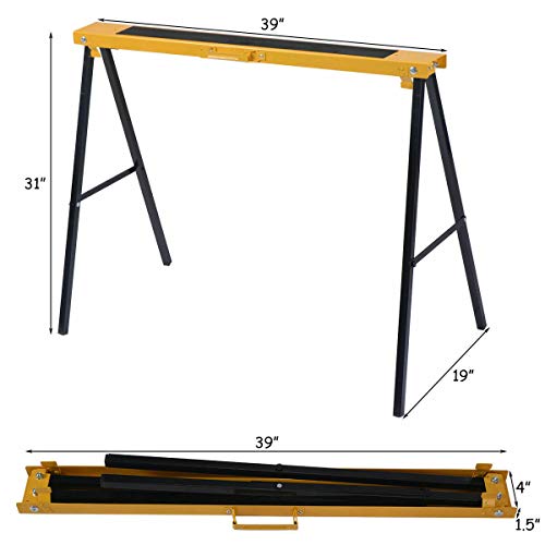 2 Pack Heavy Duty Saw Horse Steel Folding Legs Sawhorse 275 lbs Capacity Each