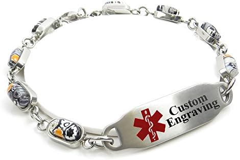 MyIDDr Medical Alert Bracelet for Women with Engraving - 5mm Steel & Glass - Red