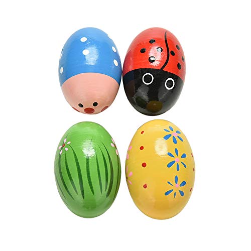 JBBERTH 4Pcs Sand Eggs Percussion Instruments Wooden Percussion Musical for Children Kids Gift Random Color