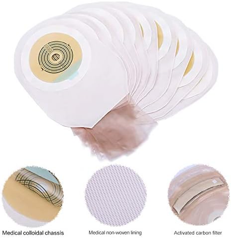 YAMEIJIA Cofoe 10 PCS One-Piece System Ostomy Bag Drainable Colostomy Bag Pouch Ostomy Stoma 60mm Cut Size Beige Cover Urine Bag