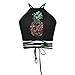 JomeDesign Women's Summer Halter Cross Hollow Boho Bandage Tank Camis Crop Top Vest,Pineapple,One Size