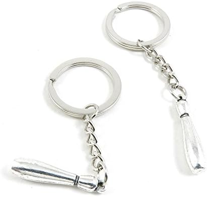 100 Pieces Keychain Keyring Door Car Key Chain Ring Tag Charms Bulk Supply Jewelry Making Clasp Findings E7PT6L Bowling Pin