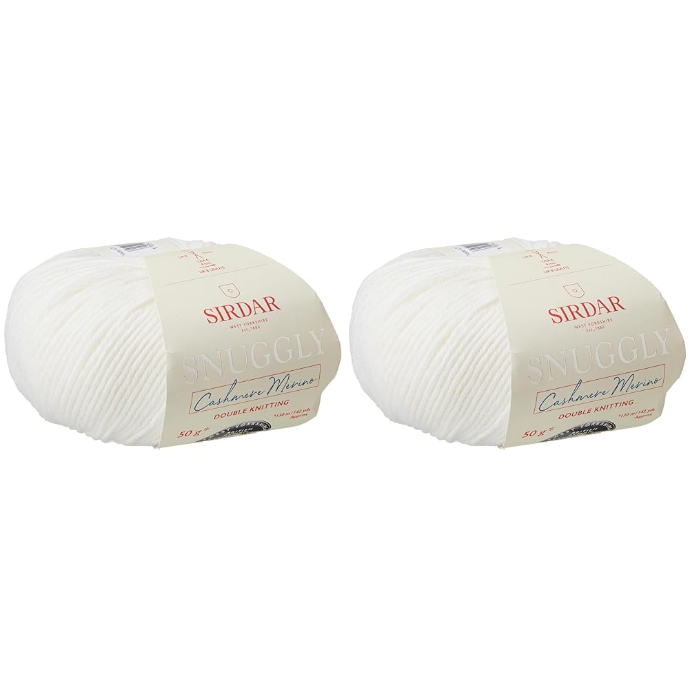 Sirdar Snuggly Baby Cashmere Merino DK Double Knitting, White (473), 50g (Pack of 2)