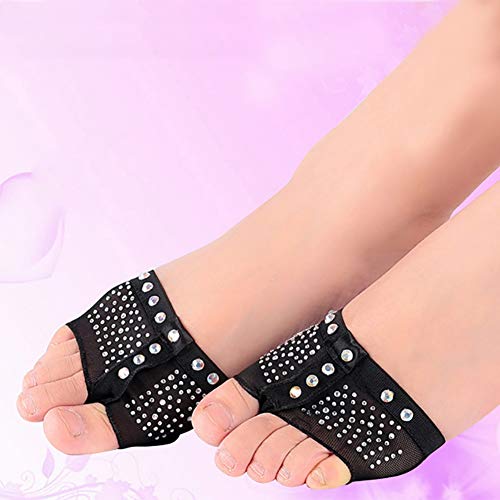 Daxin 1 Pair Ballet Dance Bright Drilling Toe Pad Practice Shoe Foot Thong Care Tool Half Sole Gym Sock Dance Shoes