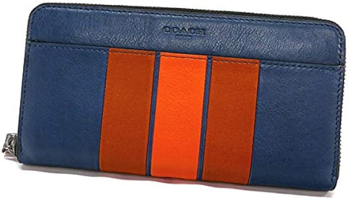 コーチ Coach メンズ ラウンドファスナー 長財布 レザー ストライプ ブルー オレンジ F Lna コーチアウトレット 並行輸入品 Coach コーチ 財布 Amazon