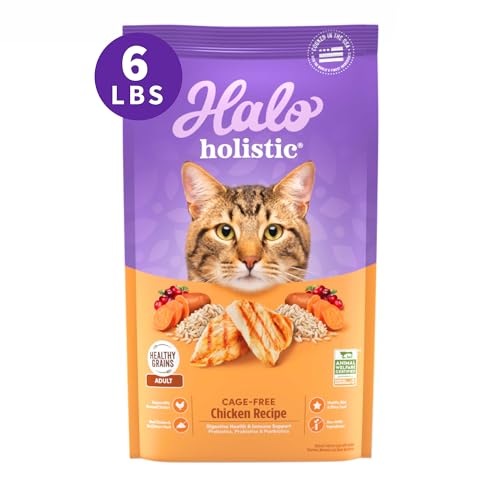 Halo Holistic Cage Free Chicken Cat Food, Healthy Grains Dry Cat Food, Complete…