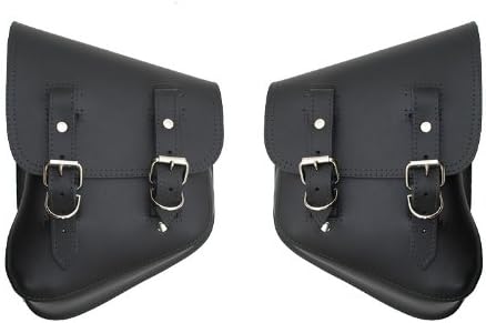 La Rosa ブラックレザー ソフテイル リジッド 左右サドルバッグセット ボバー チョッパー 爆売りセール開催中