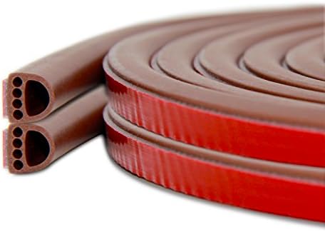 Door Soundproofing, Door Draft Excluder Window Light Blocker Durable Door Gap Seal Door WeatherStripping, 20ft Length, 11/32" x 1/4", Brown