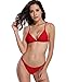 SHEKINI Women's Brazilian Bathing Suit Triangle Bikini Set Sexy V Neck Two Piece Swimsuits (Medium, Rose red)