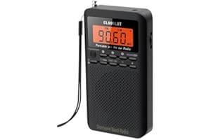 CLOOBLUT RD218 shortwave Radio FM/AM/SW Band Transistor Powered by AA Batteries with Key Backlight LCD Display Digital Alarm Clock Sleep Timer,Best Reception,Best Sound Quality Mini Radio for Running