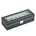 Soufull Watch Box PU Leather Watch Case Glass Top Jewelry Case Organizer with Metal Lock and Key