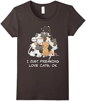 Women's I just freaking love cats T shirt Small Asphalt