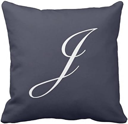 Letter J Navy Blue Monogram pillow case cover 18*18