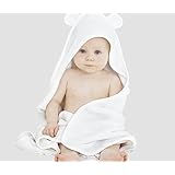 Bamboo Hooded Baby Towel with Bear Ears. Made with 100% Bamboo Terry Cloth plus 100% Cotton Base for Super Soft and Absorbent. Perfect Size 30" x 30" For Infants Through Toddlers.