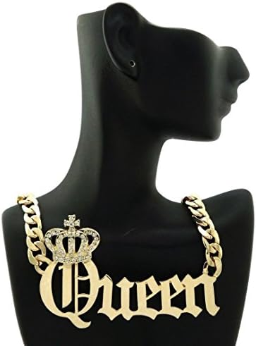 Janestore Fashion Celebrity Style 'Queen' Pendant &amp;10Mm/16" Link Chain Necklace