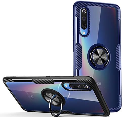 DAYNEW for Xiaomi Mi 9 SE Case,Transparent clear Anti-Scratch Shockproof PC+TPU Protective Case+ Foldable Holder for Xiaomi Mi 9 SE,Navy