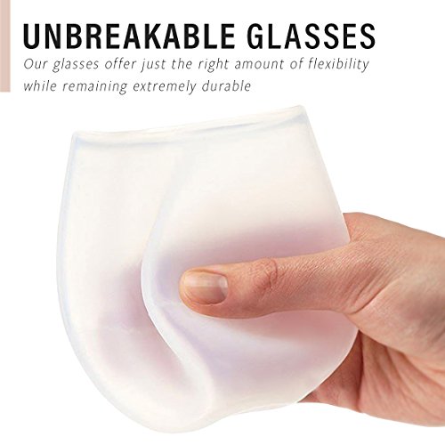 Silicone Wine Glasses - Set of 6 - Unbreakable Outdoor Rubber Wine Cups: 12 oz, Clear Silicone. 100% Dishwasher Safe - Shatterproof Drinkware / Party Cups Set for: Camping, Picnics, BBQ & Pool Parties Home & Kitchen, Kitchen & Dining, Dining & Entertaining, Glassware & Drinkware, Wine & Champagne Glasses, Wine Glasses