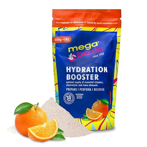 Mega Basic® Hydration Elektrolyt Pulver - Basisch-Isotonisches Sportgetränk, Premium Elektrolyte - Für Sport, Schnelle Regeneration &Amp; Optimale Hydratation - 400G Mit Orange-Geschmack
