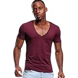 deep neck t shirt mens