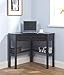 SilkWood Studio Ellen Wood Small Corner Desk with Wooden Knob Storage Drawer and Shelf – Compact Computer Table for Home Office, Bedroom, or Study, Black Finish