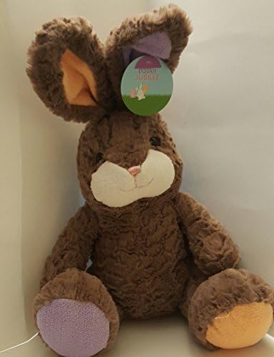 Natural Light Brown Oatmeal Plush Bunny with Colorful Paws 19" Sitting Plush Stuffed Animal