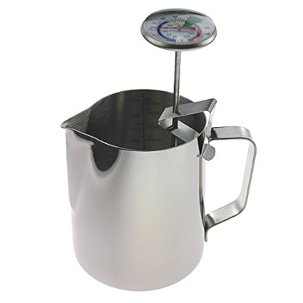 Thermometer World Milchthermometer und 600 ml Milchkännchen für perfekte Barista-Stil, ideal für Milchkaffee, Cappuccino