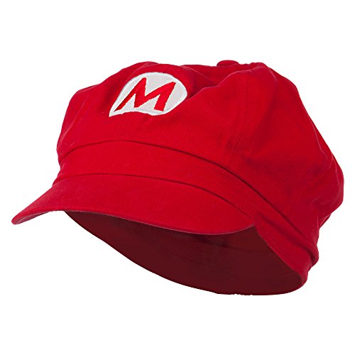 E4hats Circle Mario and Luigi Embroidered Cotton Newsboy Cap - Red XL-2XL
