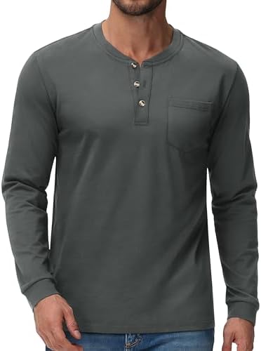 2026 Long Sleeve Soft Shirts for Men Classic Button Down V Neck
