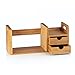 Natural Bamboo Desk Organizer with Extendable Storage and Two Drawers for Office and Home, Expandable Desk Tidy Bamboo Bookshelf