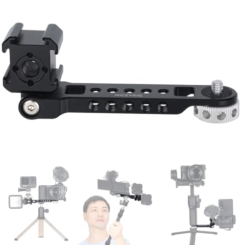 NICEYRIG Triple Cold Shoe Extension Mount with 1/4" Screws, Compatible with Video Light Microphone Mount for Zhiyun Smooth q 4 Feiyu DJI Head Stabilizer Tripod