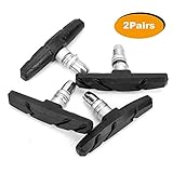 GPMTER 2 Pairs Bike Brakes Pads Set, 70mm for Cruiser MTB Mountain Bicycle Universal V-Brake Blocks with Hex Nut and Shims, No Noise No Skid