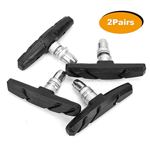 GPMTER 2 Pairs Bike Brakes Pads Set, 70mm for Cruiser MTB Mountain Bicycle Universal V-Brake Blocks with Hex Nut and Shims, No Noise No Skid