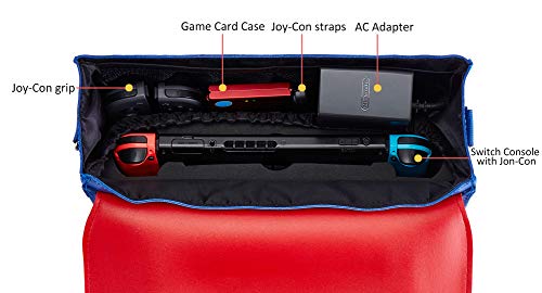 Funlab Travel Carrying Case Compatible with Nintendo Switch Console & Accessories, Waterproof Leather Messenger Shoulder Bag, Multipurpose Casual Daypacks for Boys&Girls