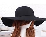 New Vintage Women Lady Wide Brim Wool felt Bowler Fedora Hats Floppy Cloche Cap Black+free gift