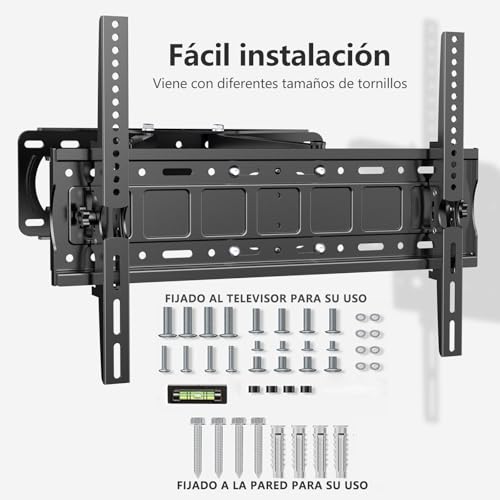 JXMTSPW Soporte para TV movible de 32-85" Pantalla de Inclinable y Giratorio,Base para Television Reforzado Movimiento Completo con articulado Doble Brazo,VESA MAX 600x400 mm Soporta hasta 60 kg