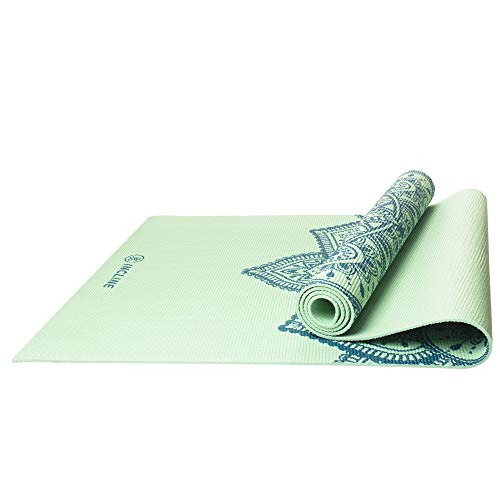 Incline Fit Anti Slip Printed Yoga Mat (4mm & 6mm) - Thick & Non Slip Exercise Mat for Yoga, Pilates, Stretching, Meditation, Floor & Fitness Exercises, Teal Mandala