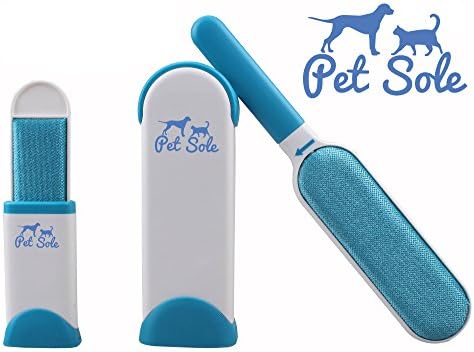 Pet Fur And Lint Remover with Self-Cleaning Base | Double-Sided Brush Removes Dog and Cat Hair from Clothes, Furniture and Car | Efficient Lint Removal Tool by PetSole