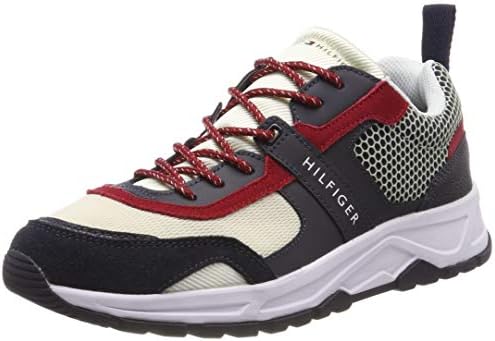 tommy hilfiger material mix lightweight logo trainer in black