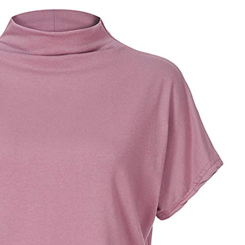 New in Summer Haalife◕‿Women Turtleneck Short Sleeve Top Fashion Irregular Blouse T Shirt Casual Oversize Tunic Tops