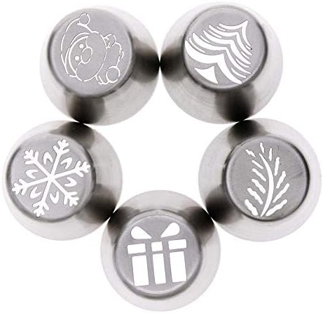 Christmas Tree Icing Piping Tip Leaf Nozzle Cupcake Tools Set for DIY Cake Dessert Biscuit 5PCS