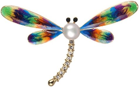 Halloween Brooch,Christmas Brooch,AAAA dragonfly Pearl Brooch (Green violet) by WenQian Jewelry®