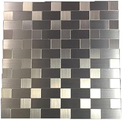 12 x 12 Peel "n" stick backsplash tile with MOSAIC Brushed Stainless Steel Silver SUBWAY