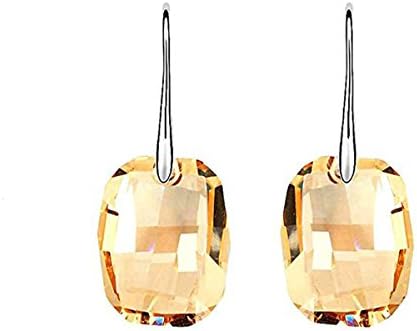 Lindas Shop Silver Swarovski Elements Crystal Diamond Accent Wish Stone Fashion Studs Earrings (Yellow)