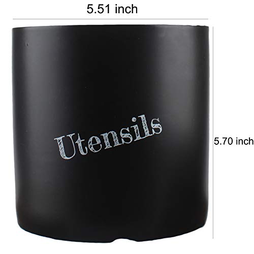 Large Ceramic Kitchen Utensils Holder Jumbo Cooking Utensil Crock Kitchen Tools Organizer Caddy (Black)
