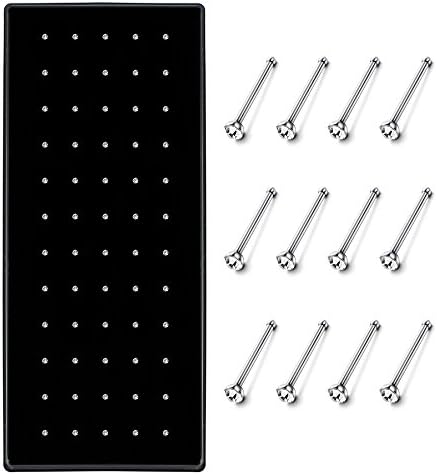 Fystir 120 Pcs Stainless Steel Nose Studs Piercing Pin Crystal Body Piercing Jewelry 20g